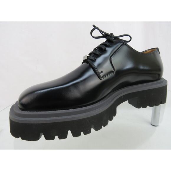 FERRAGAMO FLICKER BLACK LEATHER LOGO PLATFORM LUG SOLE OXFORDS 8 M main image 8